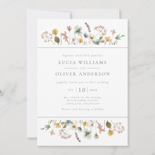 ワイルドフラワーエレガントウォーターの色のフローラ結婚の 招待状