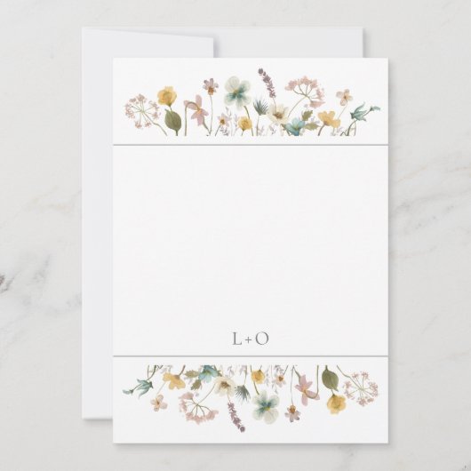 ワイルドフラワーエレガントウォーターの色のフローラ結婚の 招待状 (裏面)