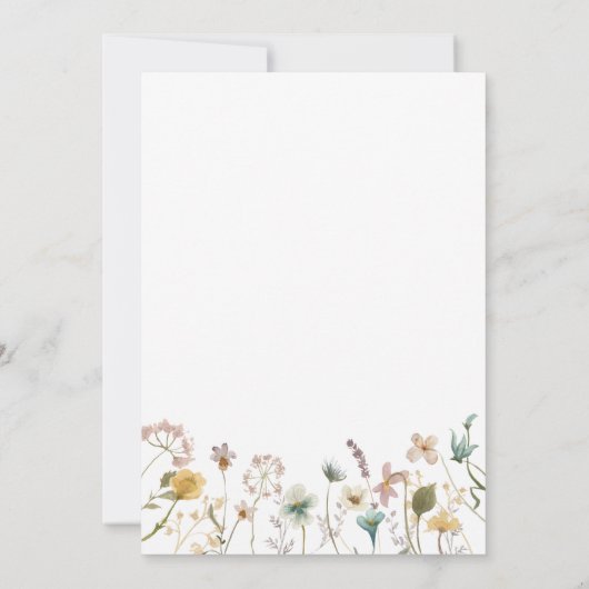 ワイルドフラワーエレガントウォーターの色のフローラ結婚の 招待状 (裏面)