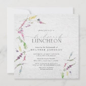 ワイルドフラワーエレガントウォーター色のブライダルランチョン 招待状 (正面)