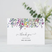 ワイルドフラワーエレガントウォーター色フローラブライダルシャワー サンキューカード (スタンド正面)