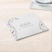 ワイルドフラワーエレガントウォーター色フローラブライダルシャワー スクエアペーパーコースター (アングル)