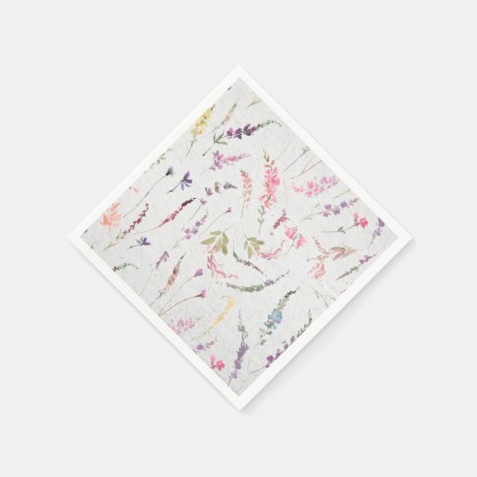 ワイルドフラワーエレガントウォーター色フローラブライダルシャワー スタンダードカクテルナプキン (角)