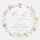 ワイルドフラワーエレガントウォーター色フローラブライダルシャワー ラウンドシール (正面)
