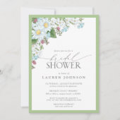 ワイルドフラワーエレガントウォーター色フローラブライダルシャワー 招待状 (正面)