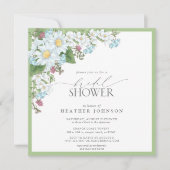 ワイルドフラワーエレガントウォーター色フローラブライダルシャワー 招待状 (正面)