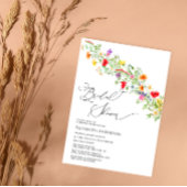 ワイルドフラワーエレガントウォーター色フローラブライダルシャワー 招待状
