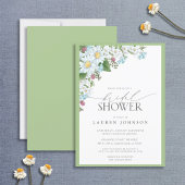 ワイルドフラワーエレガントウォーター色フローラブライダルシャワー 招待状