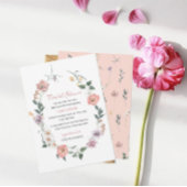 ワイルドフラワーエレガントウォーター色フローラブライダルシャワー 招待状