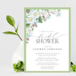 ワイルドフラワーエレガントウォーター色フローラブライダルシャワー 招待状
