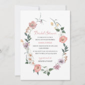 ワイルドフラワーエレガントウォーター色フローラブライダルシャワー 招待状 (正面)