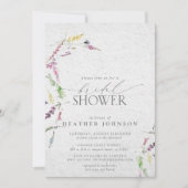 ワイルドフラワーエレガントウォーター色フローラブライダルシャワー 招待状 (正面)