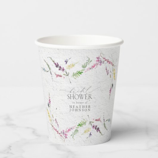 ワイルドフラワーエレガントウォーター色フローラブライダルシャワー 紙コップ (裏面)