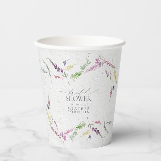 ワイルドフラワーエレガントウォーター色フローラブライダルシャワー 紙コップ (正面)