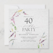 ワイルドフラワーエレガントウォーター色フローラ40th誕生日 招待状 (正面)