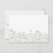 ワイルドフラワーエレガントオリーブグリーン結婚式RSVPカード 出欠カード (裏面)