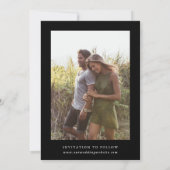 ワイルドフラワーエレガントオーバルフレーム結婚のフォトブラック セーブザデート (裏面)