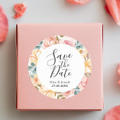 ワイルドフラワーエレガントカスタムウェディング日付を保存 ラウンドシール