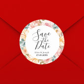 ワイルドフラワーエレガントカスタムウェディング日付を保存 ラウンドシール