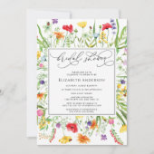 ワイルドフラワーエレガントカラフルのブライダルシャワー 招待状 (正面)
