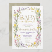 ワイルドフラワーエレガントカラフルの赤ちゃんシャワー 招待状 (正面/裏面)