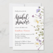 ワイルドフラワーエレガントカラフルグリーンブライダルシャワー 招待状 (正面)