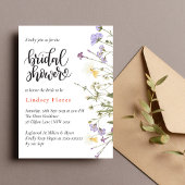 ワイルドフラワーエレガントカラフルグリーンブライダルシャワー 招待状