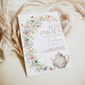 ワイルドフラワーエレガントガーデンティーパーティーガール誕生日 招待状