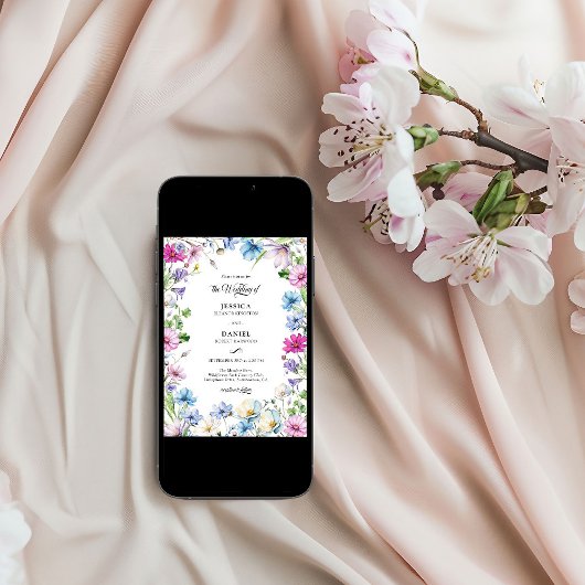 ワイルドフラワーエレガントガーデンフローラ結婚ズ 招待状