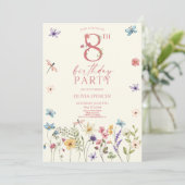 ワイルドフラワーエレガントガーデン花の8th誕生日パーティー 招待状 (スタンド正面)