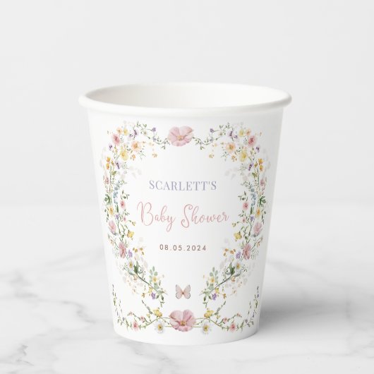 ワイルドフラワーエレガントガーデン赤ちゃんシャワーの好意 紙コップ (正面)