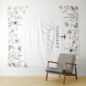 ワイルドフラワーエレガントガールバプテスマ写真の背景 タペストリー (インサイチュ(横))