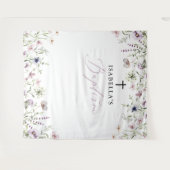 ワイルドフラワーエレガントガールバプテスマ写真の背景 タペストリー (正面(横))