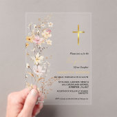 ワイルドフラワーエレガントガールバプテスマ《キリスト教》洗礼式や命名式 アクリル招待状 (インサイチュ (ポータブル))