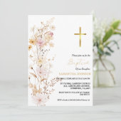 ワイルドフラワーエレガントガールバプテスマ《キリスト教》洗礼式や命名式 招待状 (スタンド正面)