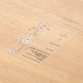 ワイルドフラワーエレガントガールファースト聖餐式 アクリル招待状 (レイダウン)