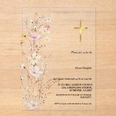 ワイルドフラワーエレガントガールファースト聖餐式 アクリル招待状 (正面)