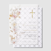 ワイルドフラワーエレガントガールファースト聖餐式 ベラム紙招待状 (オフセット (招待状))