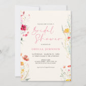 ワイルドフラワーエレガントクカラフルクリームブライダルシャワー 招待状 (正面)