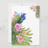 ワイルドフラワーエレガントクピーコックインディアン結婚ズファンシー 招待状 (裏面)