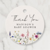 ワイルドフラワーエレガントクリームベビーシャワーありがとう フェイバータグ (正面)