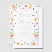 ワイルドフラワーエレガントグリーンリーガーデンブライダルシャワー ベラム紙招待状 (オフセット)
