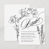 ワイルドフラワーエレガントゴシックの結婚詳細エンクロシュル エンクロージャーカード (正面/裏面)