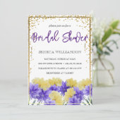 ワイルドフラワーエレガントゴールデンフレーム、ブライダルシャワーInv 招待状 (スタンド正面)