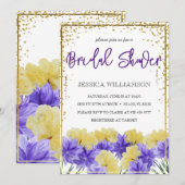 ワイルドフラワーエレガントゴールデンフレーム、ブライダルシャワーInv 招待状 (正面/裏面)