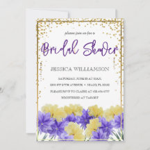 ワイルドフラワーエレガントゴールデンフレーム、ブライダルシャワーInv