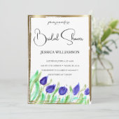 ワイルドフラワーエレガントゴールデンブライダルシャワー招待 招待状 (スタンド正面)