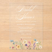 ワイルドフラワーエレガントサマーガーデンブライダルシャワー アクリル招待状 (正面)