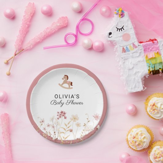 ワイルドフラワーエレガントシックフローラボホベイビーシャワー ペーパープレート (パーティー)