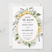 ワイルドフラワーエレガントズのヴィンテージ結婚式の日付を保存 招待状 (正面)